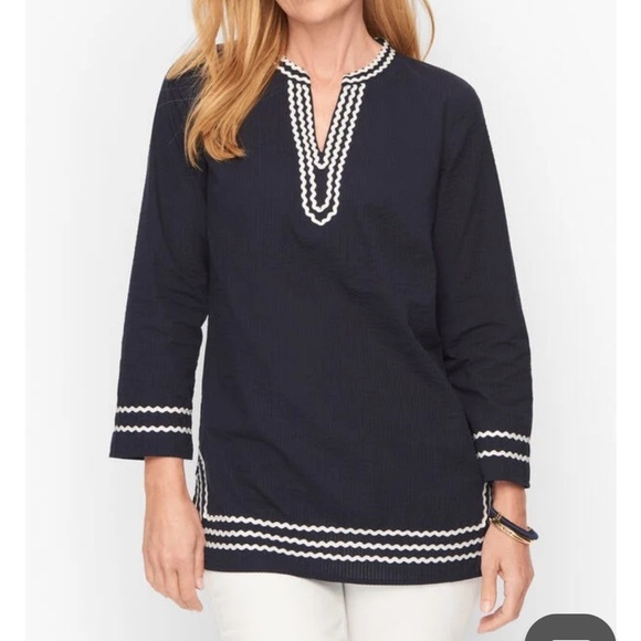 Talbots Tops - Talbots Rid Rac Trim Seersucker Tunic Size Medium